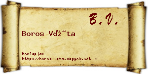 Boros Véta névjegykártya